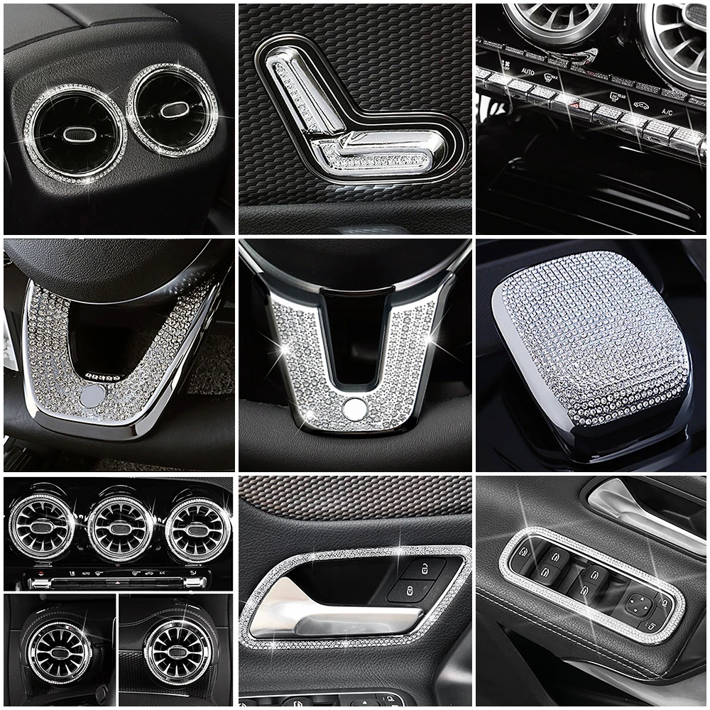 

Center console decoration modified crystal diamond ring decoration decal for Mercedes-Benz GLB220 GLB250 2020 2021 interior
