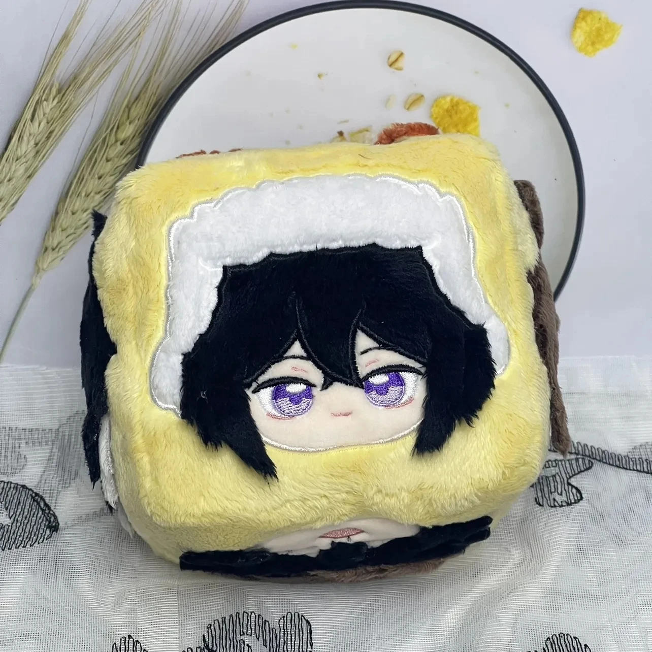 

Cute Anime Bungo Stray Dogs Dazai Osamu Fyodor Dostoyevsky Cosplay 6 Sides Dice Plush Cotton Dolls Dango Bag Pendant Keychain