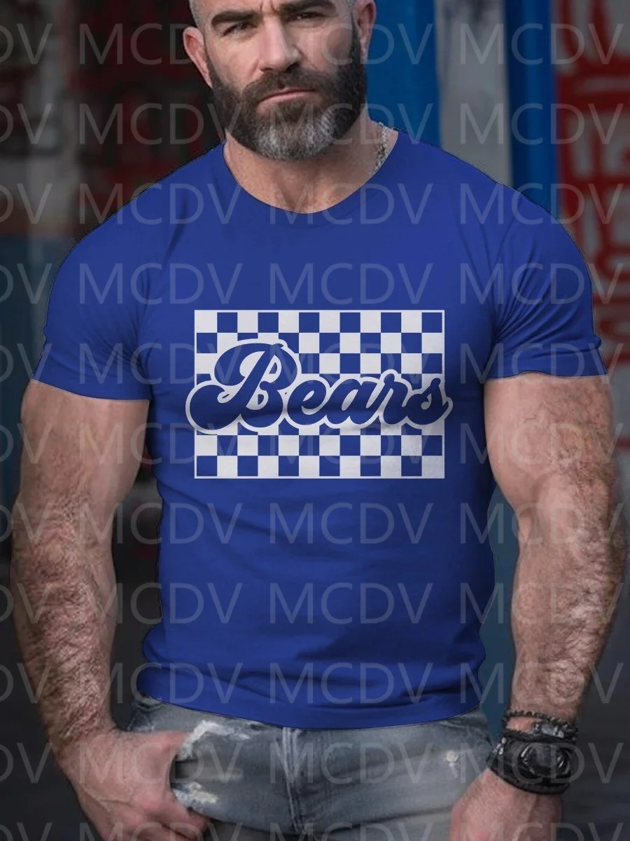 

2023 Summer Men's Independence Black And White Grid Bears RetroT-Shirt The Colorful The Best He Him Hole LGBT3D Printed T Shirt