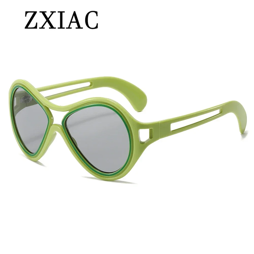 ZXIAC Retro Trendy Cat Eye Sunglasses Women Funny Party Lens Prom Sun Glasses Men Hollow Temples Large Frame Shades UV400