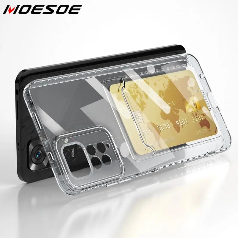 

For Xiaomi Redmi Note 11 11s Case Note 10 9 Poco X3 NFC Mi 12T Pro Angel Eyes Clear Card Holder Silicone Soft Case Cover