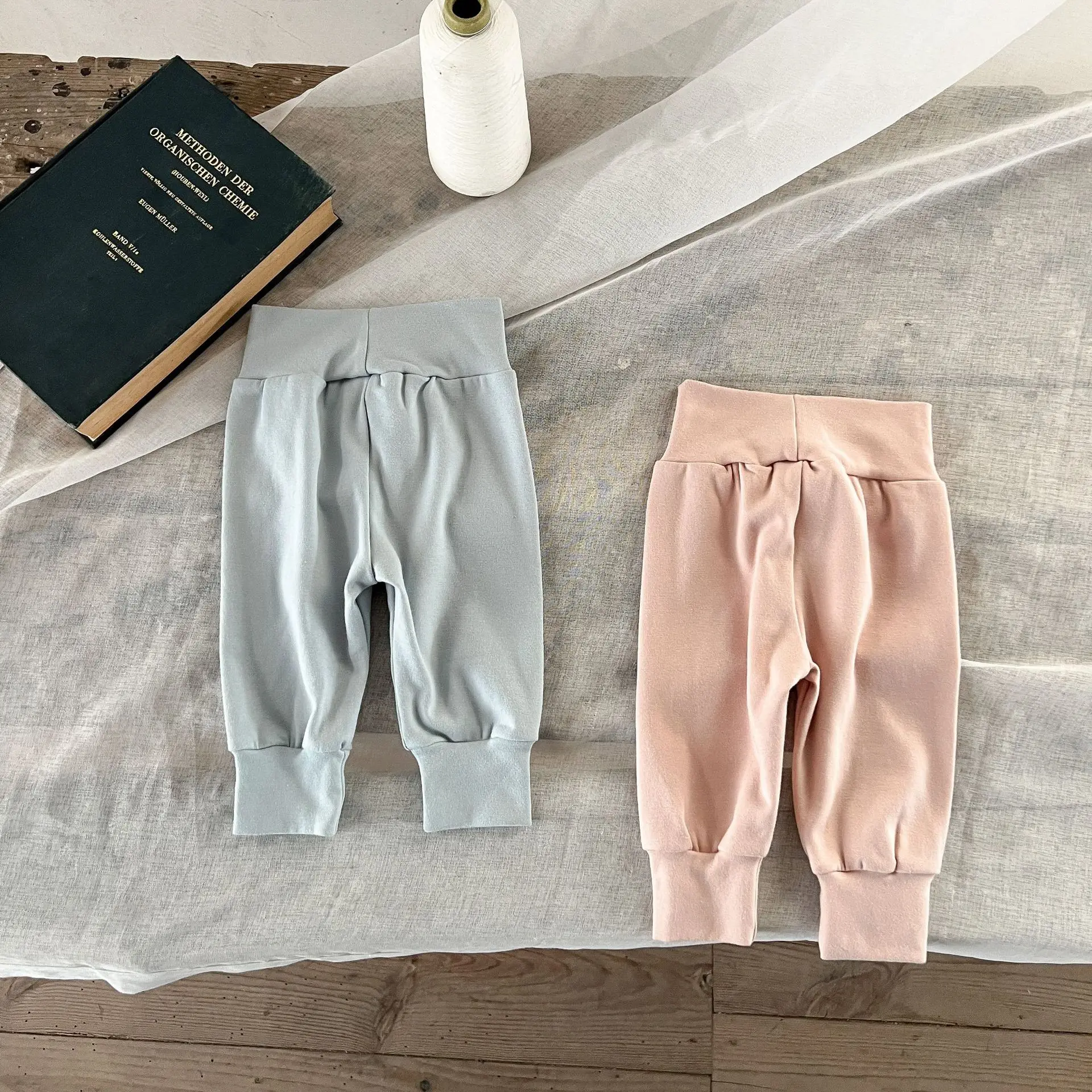 

0-3y Kids Candy Color Tummy Protector Bottoms Girl Baby High-waisted Sweatpants Boys Stretch Versatile Cotton Long Trousers