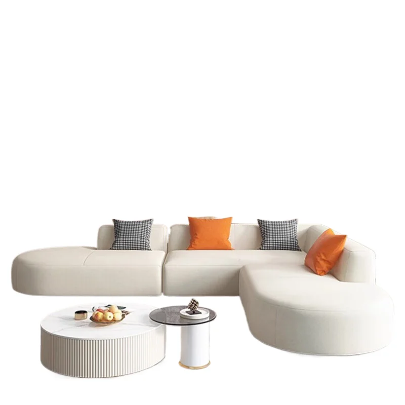 Угловой секционный диван скандинавский современный белый для гостиной ленивого