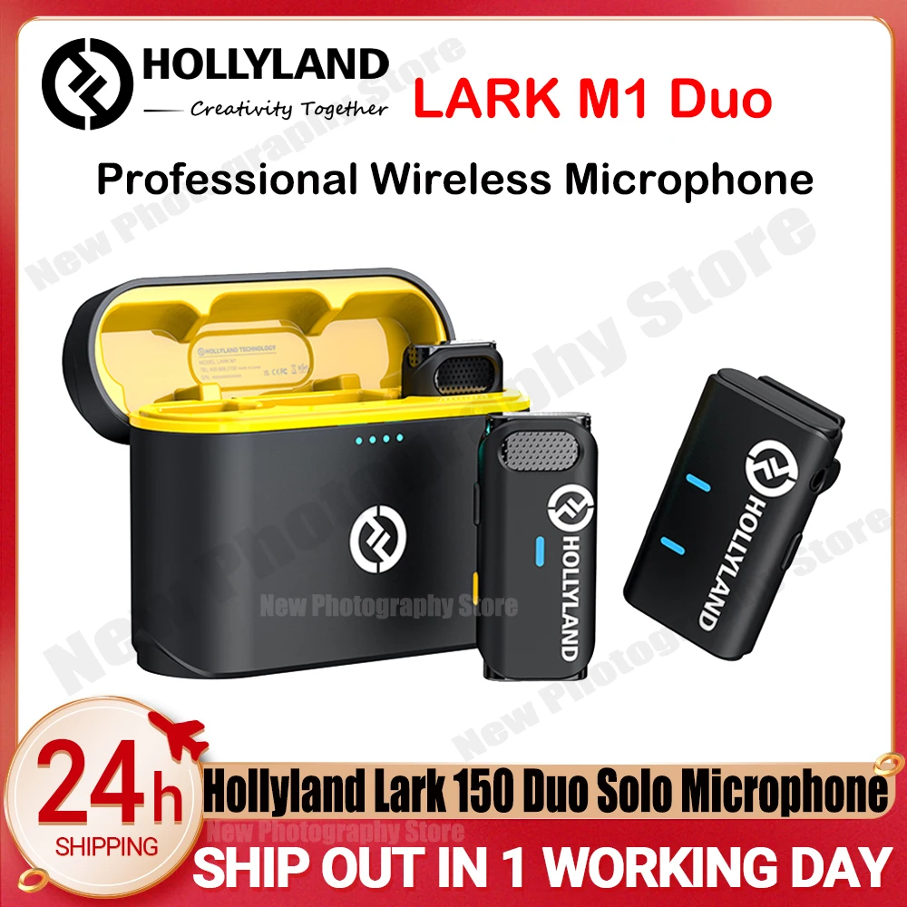 

Hollyland Lark M1 Duo Solo Wireless Lavalier Microphone with Charging Case for Interview Vloging Live Streaming Microfone Mic
