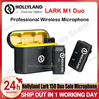 hollyland lark m1 duo solo wireless lavalier microphone with charging case for interview vloging live streaming microfone mic