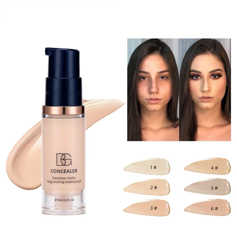 

6 Colors Creamy Full Coverage Liquid Concealer Smooth Long Lasting Moisturizing Waterproof Flawless Matte Makeup Concealer