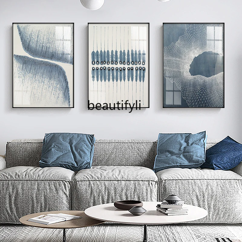 CXH простая Синяя абстрактная декоративная картина для гостиной Триптих