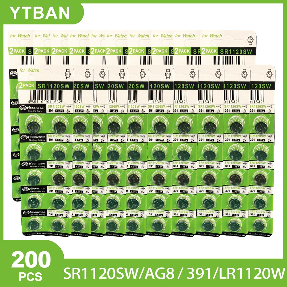 Батарейки AG8 LR1120 200 SR1120 R1120W CX191, 391 в, G8A 391A, батарейки для часов, игрушек, батарейки с дистанционным управлением, Прямая поставка, 1,55 шт.