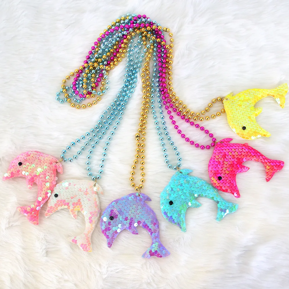Ожерелье серии Ocean на тему русалки с подвеской в виде дельфина красочная цепочка