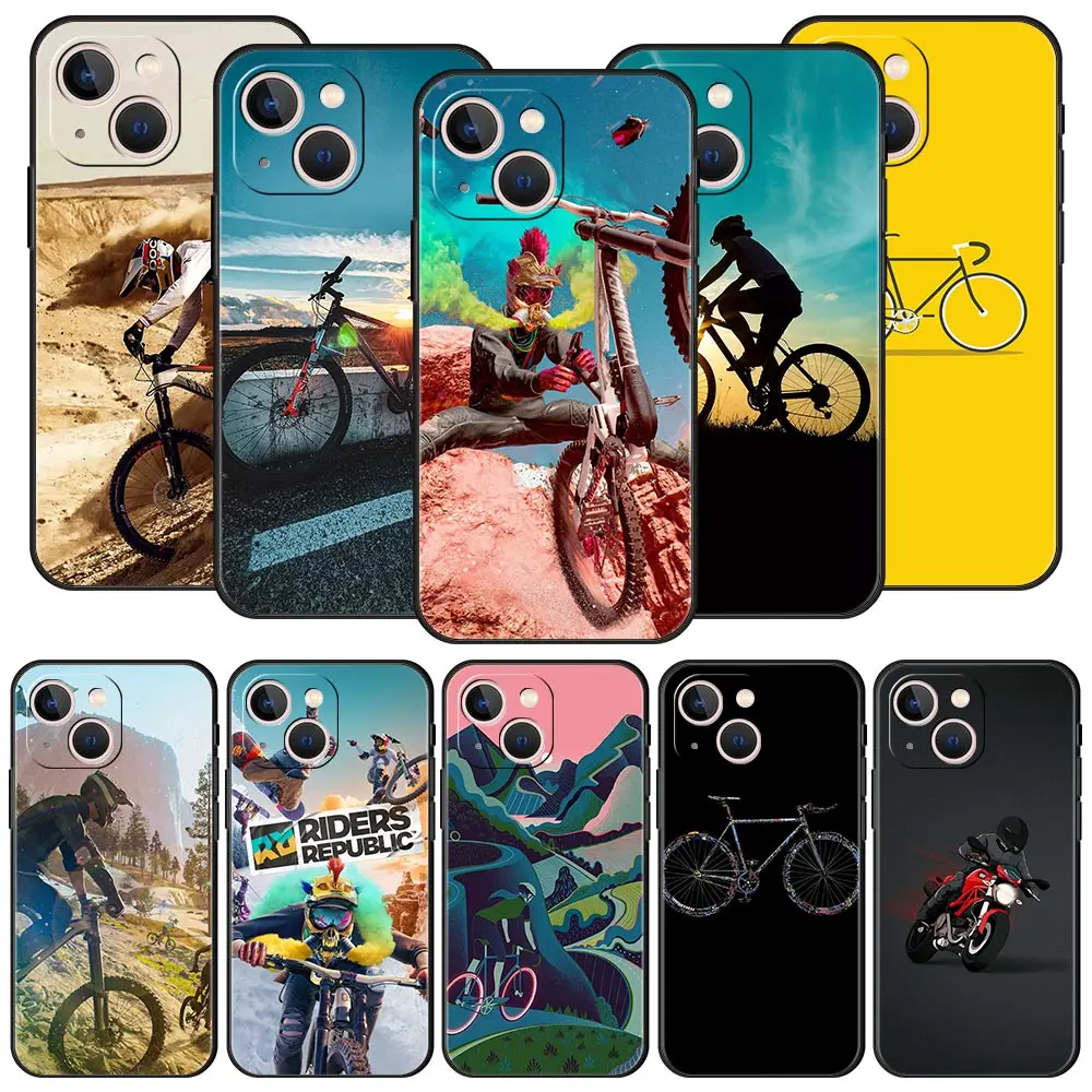 

BIKE CYCLING Extreme Sport Luxury Phone Case For iPhone 11 12 13 Pro Max Mini X XR XS 7 8 Plus SE 2020 Soft Silicone Black Cover
