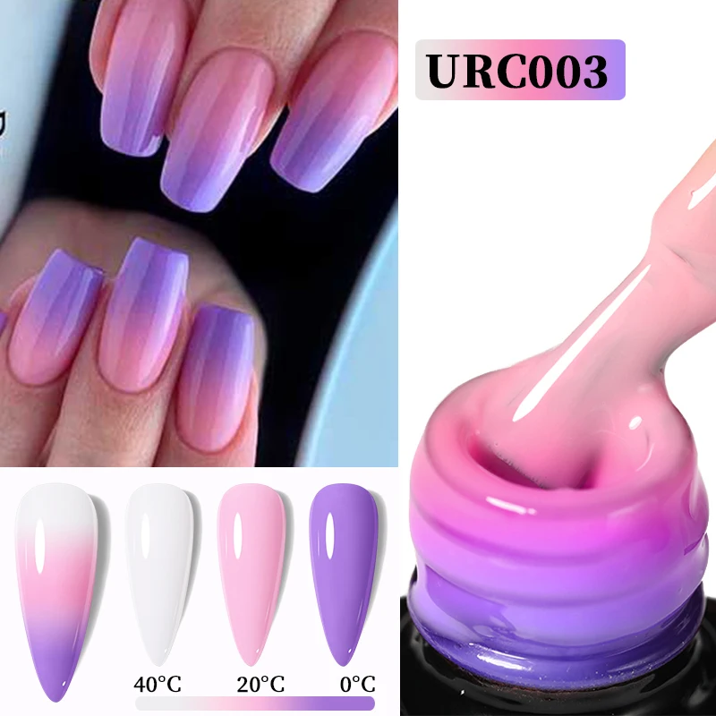 UR SUGAR 7 мл Лавандовый розовый фиолетовый термальный гель лак для ногтей 3-слойный