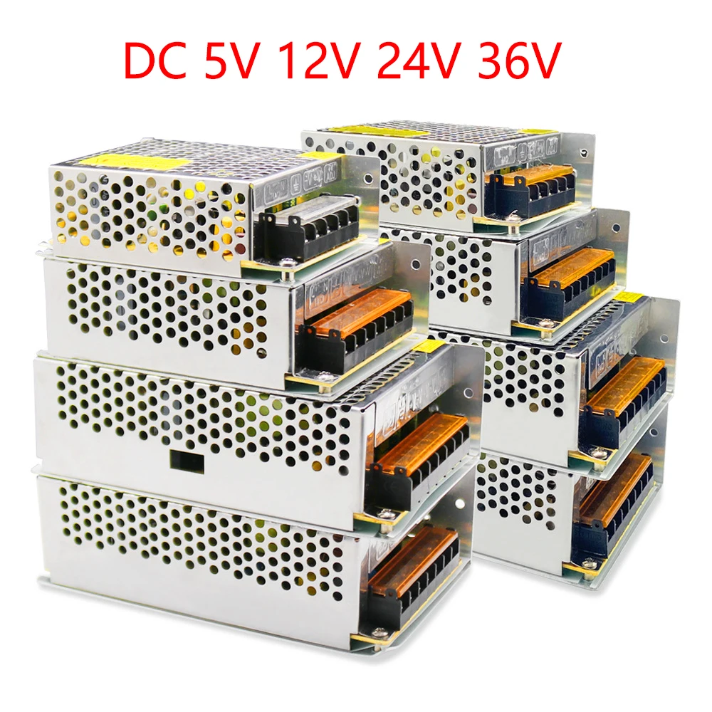 

AC 110V - 220V Power Supply DC 5V 12V 24V 36V 1A 2A 3A 5A 10A 20A 30A 33A Transformers 5 12 24 V Volt Switching Power Supply SMP