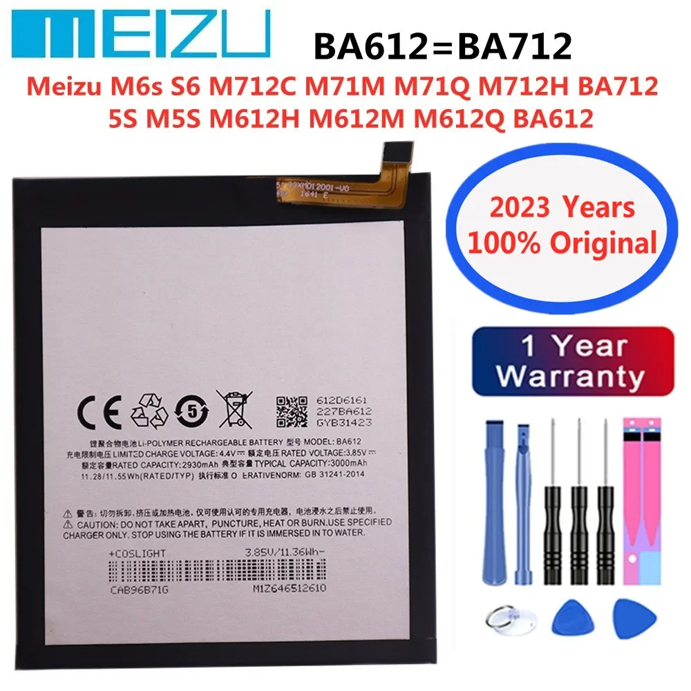 

2023 years 3000mAh Original Battery For Meizu 5S M5S M612H M612M M612Q BA612 M6s S6 M712C M71M M71Q M712H PHone BA712 Phone