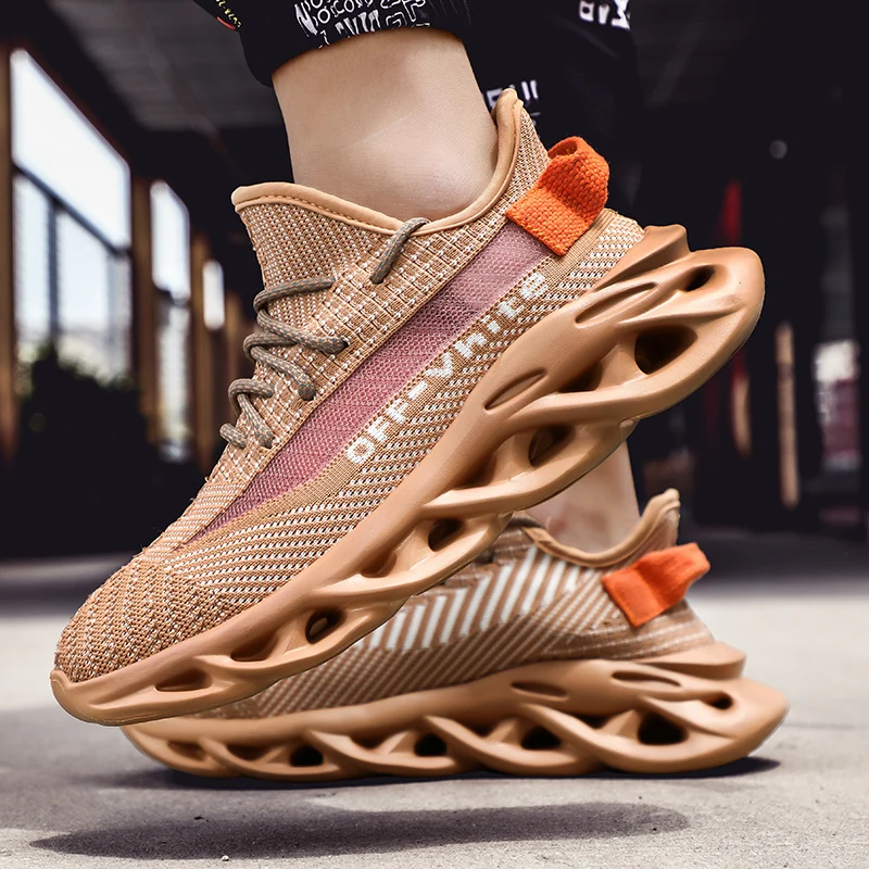 Fashion Reflective Knit Running Shoes Men Women Breathable Men's Blade Sneakers Lightweight Women's Sports Shoes Plus Size 36-46