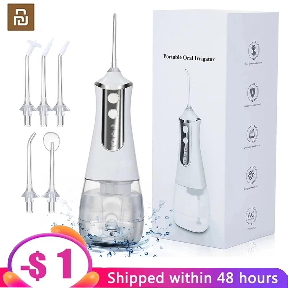 

5 Modes Oral Dental Irrigator USB Rechargeable Water Flosser Jet Portable 350ml Water Pick Teeth Whitening Cleaner Tools