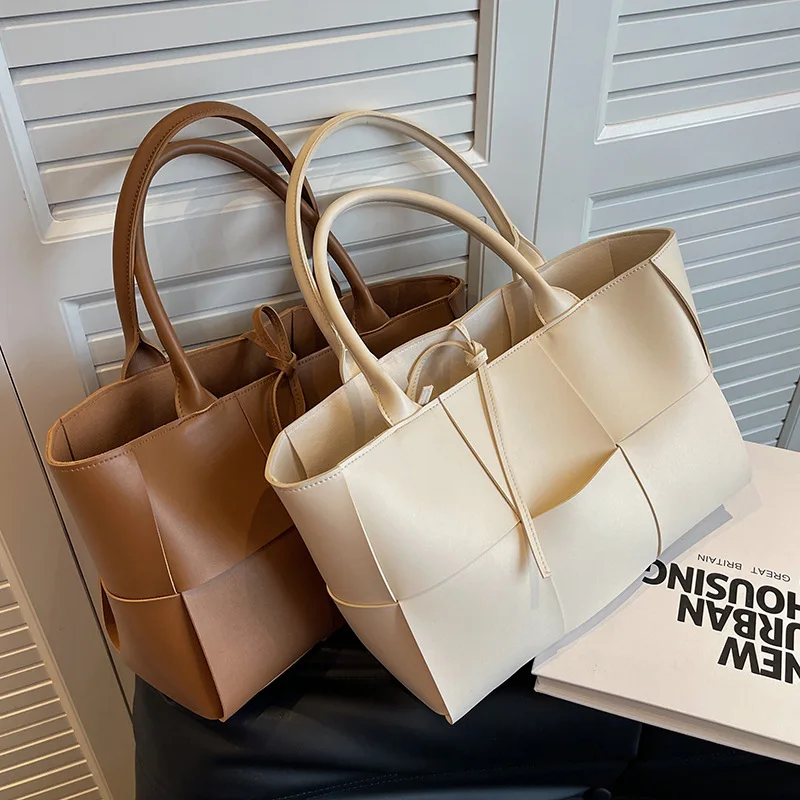 2 Sets Women's Bags Portable Large Capacity Women Shoulder Bags Underarm PU Solid Color Retro Tote Casual Free Shipping