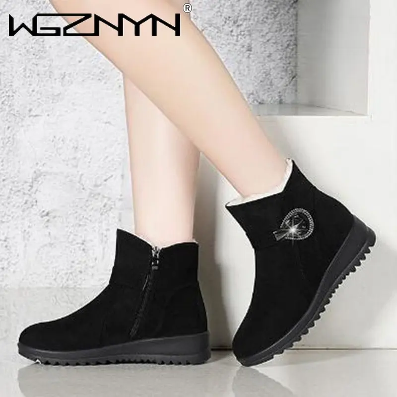 

Женские ботильоны на толстой подошве, уличные Нескользящие ботинки из хлопка, теплая универсальная зимняя обувь, 2023