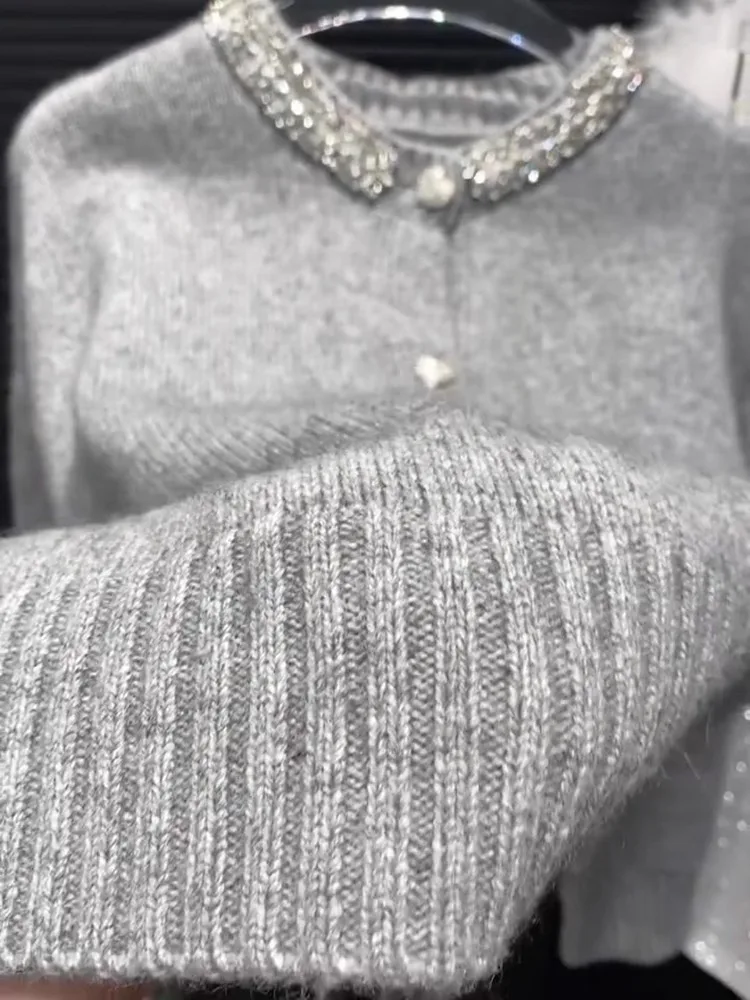 Модный французский высококачественный серый свитер женский осенне-зимний