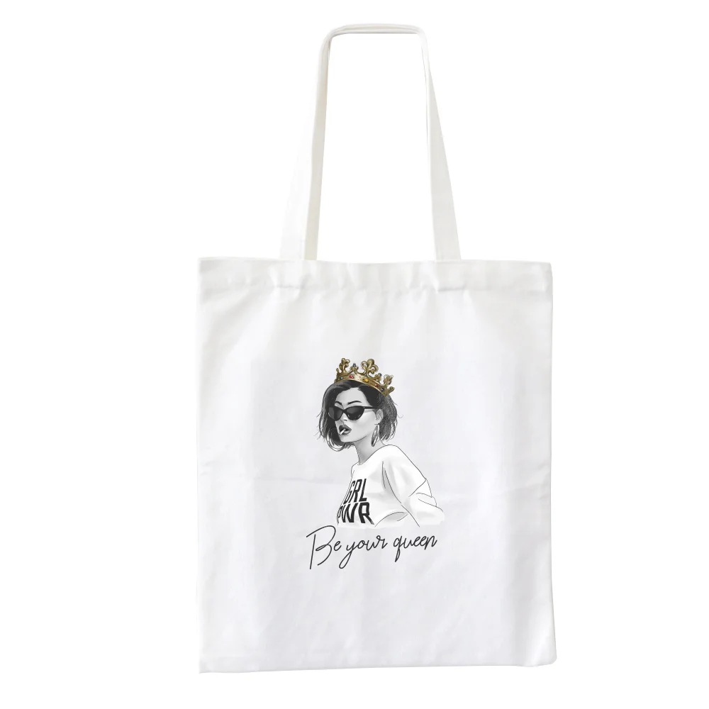 

Новая вместительная Холщовая Сумка-тоут с надписью Be Your Queen'S в иностранном стиле, женская сумка через плечо с высококачественной текстурой
