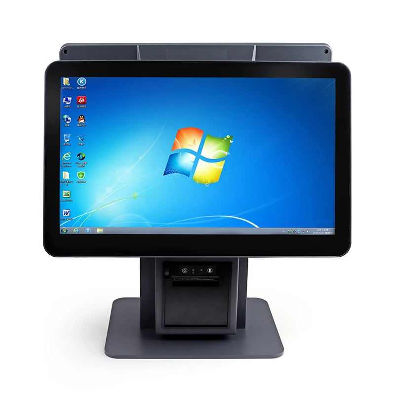 

POS System with built-in 58mm Printer 15.6" Touch Screen 12"/115.6" Customer Display Cash Register Dual Monitors for Cafes