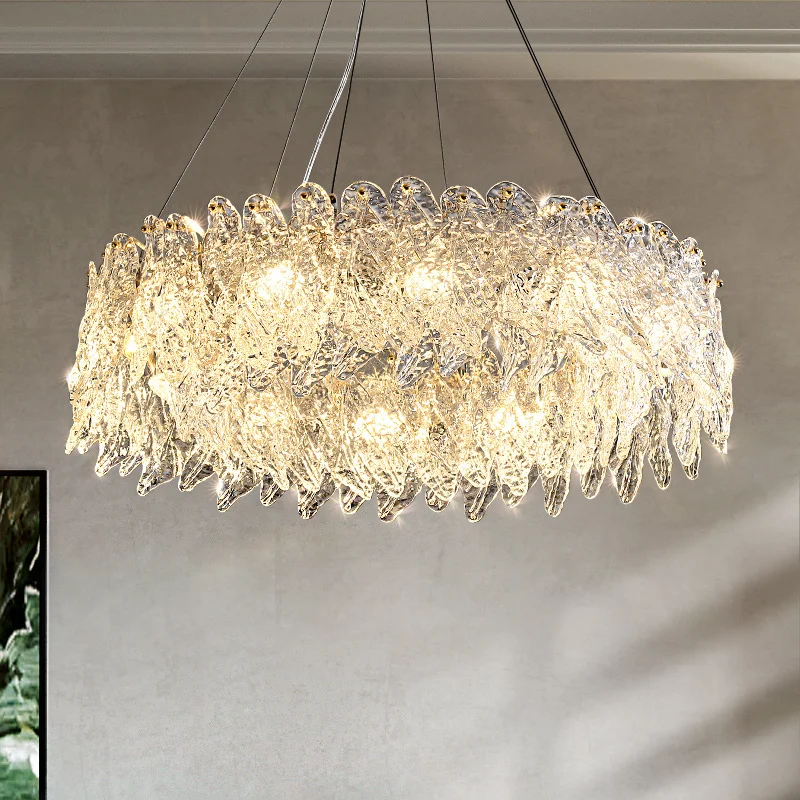 

Luxury Petal Glass E14 Led Pendant Lights Modern Lustre Gold Metal Round Led Hanging Lamp Living Room Decor Suspend Lamp Fixture