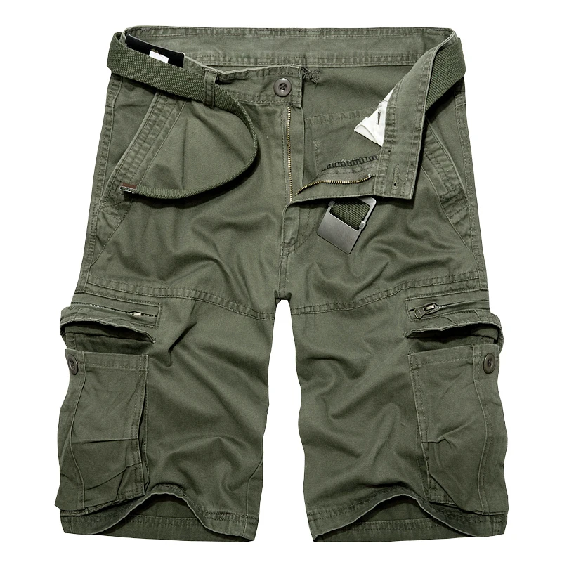 2023 Summer Men's knee Length Cotton Army Cargo Shorts Male Casual Shorts Multi-pocket Loose Shorts Trousers Dropshipping