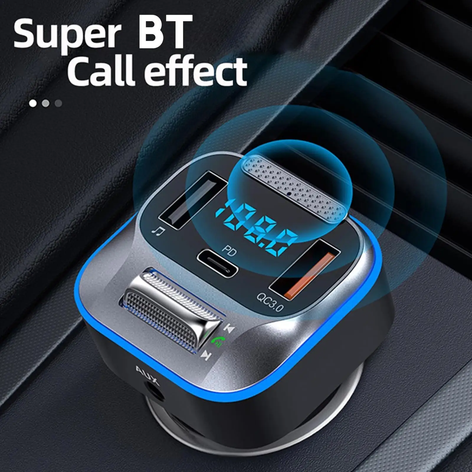 

FM Transmitter Bluetooth 5.0 Handsfree Car Kit Audio MP3 Player With QC3.0 PD30W Fast Charger Auto FM Modulator