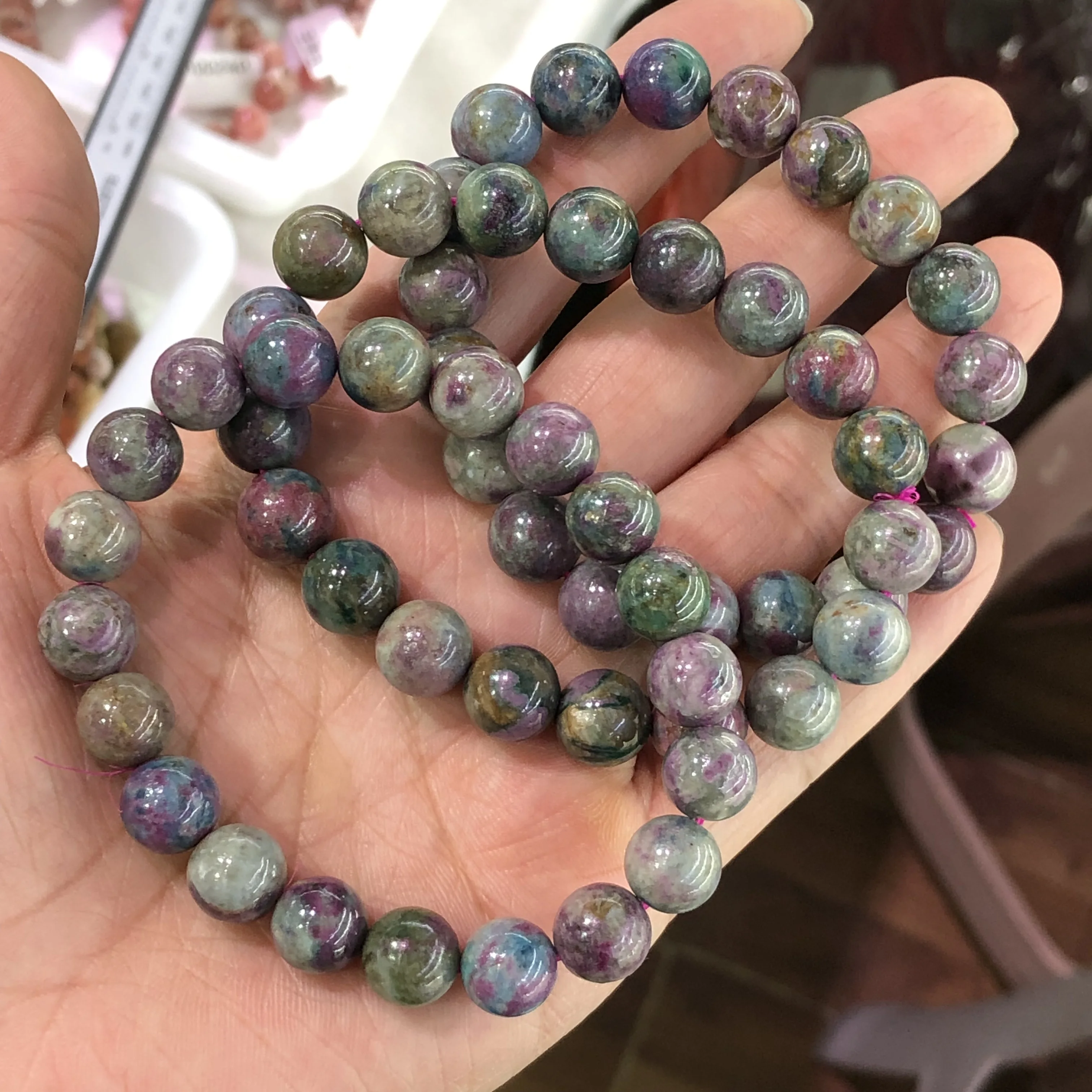 Браслет Fengbaowu с натуральным зеленым Рубином круглые бусины восстанавливающий