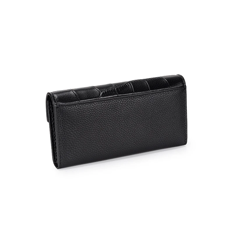 Women's Long Wallet Leather New Multifunctional Mobile Phone Bag Top Layer Cowhide Crocodile Pattern Large Capacity Hand Wallet