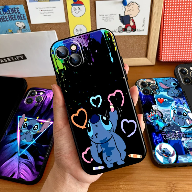 

Disney Lilo Stitch For Apple iPhone 13 12 11 Pro 12 13 Mini X XR XS Max SE 6 6S 7 8 Plus Phone Case Liquid Silicon Back Coque