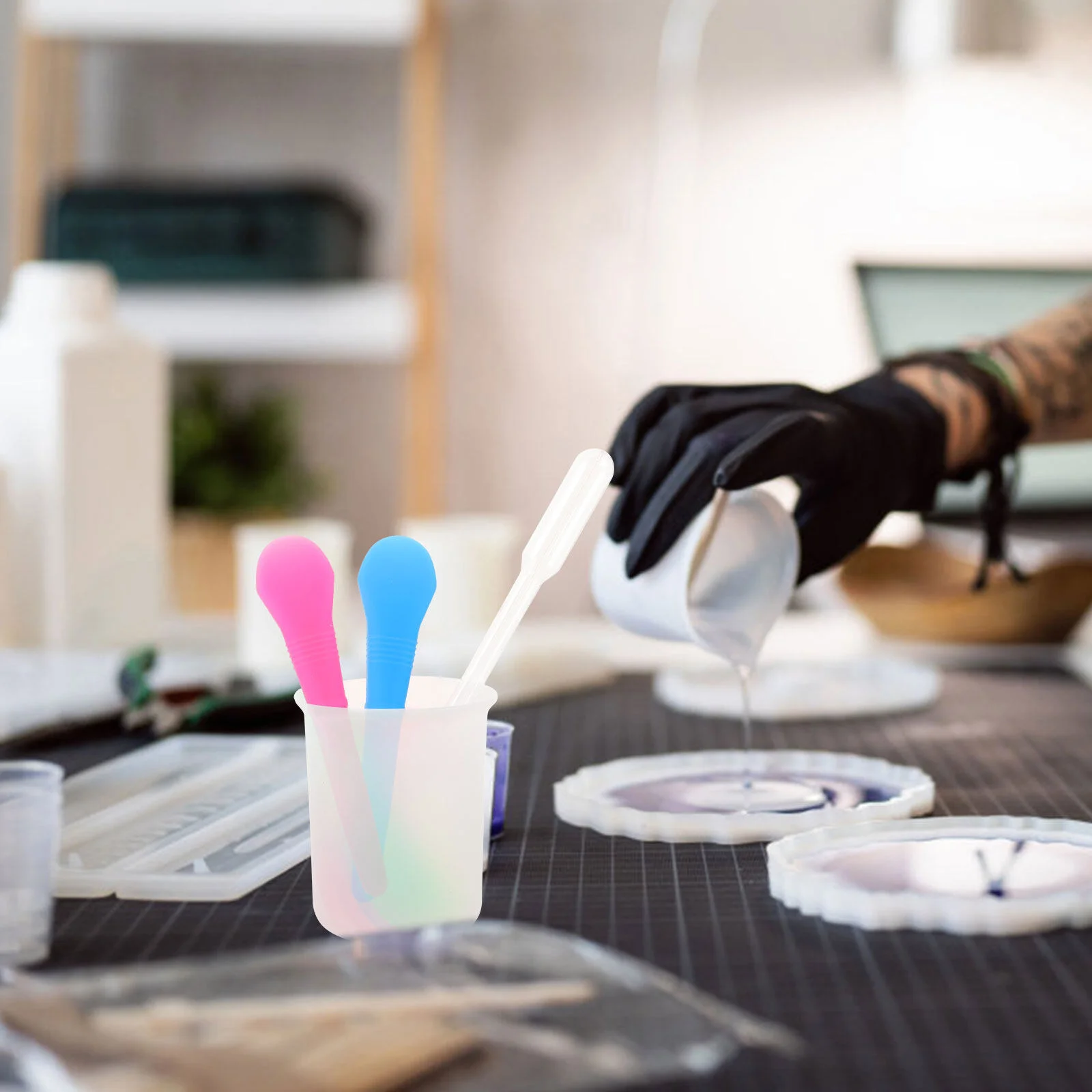 Cake Mold Jewelry Tools Making Silicone Suite Resin Kit Supplies Silica Gel Mixing Cups Molds