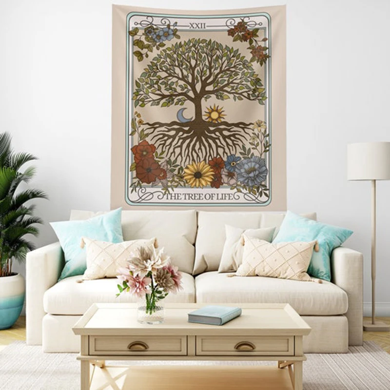 

Таро-карточка с древом жизни, гобелен на стену, волшебный хлопковый Декор для дома, небесный духовный декор для спальни, гостиной