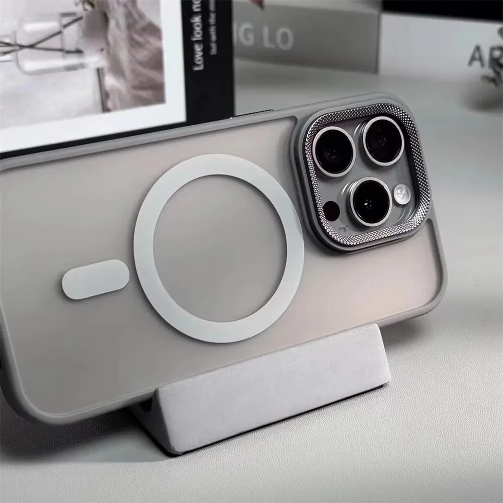 Фото Роскошный защитный чехол для камеры Spiricle для iPhone 15 16 Pro Max 16 Plus Чехлы Magsafe для iPhone 14 12 11 13 Pro Max Матовый чехол №3
