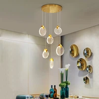 modern led pendant golden villa staircase living room home decoration chandelier shopping mall crystal rope chandelier