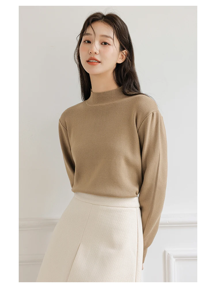 Вязаный женский свитер с полувысоким воротником осень-зима 2024 новая внутренняя