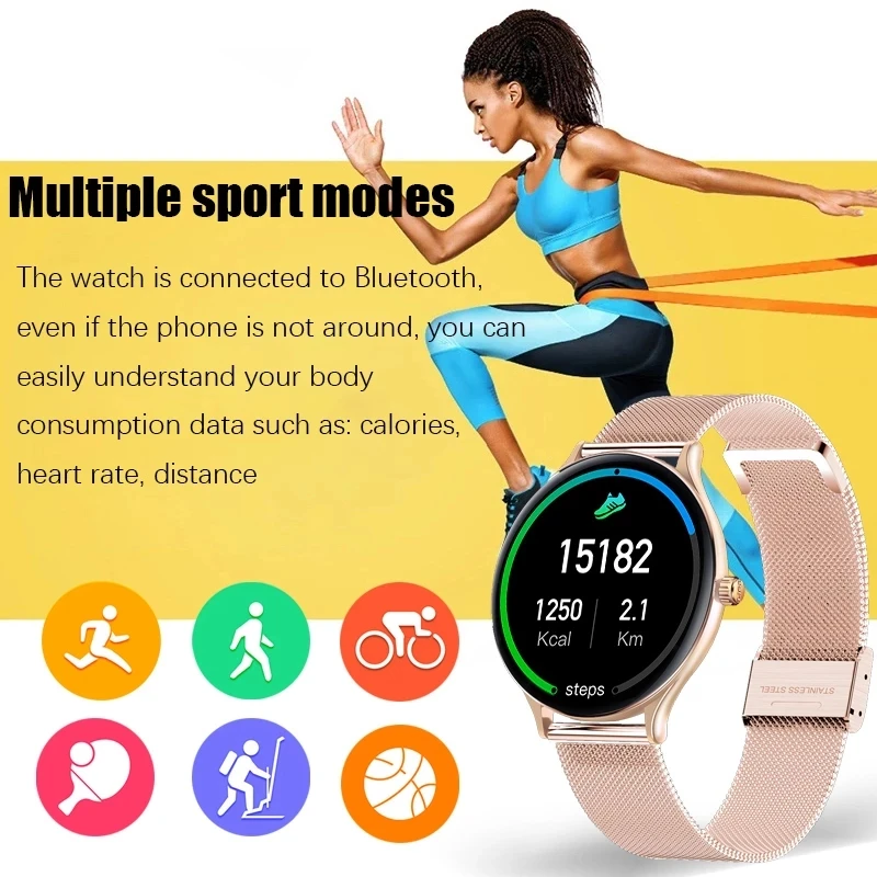 LIGE Very Thin Alloy Shell New Waterproof Sport For Ladies Smart Watch Women Smartwatch 2022 Smartband Fashion Clock Bracelet