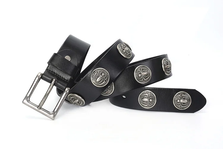 Shipping,Luxury 100% natural Free cow leather buckle belt.genuine leather fashion spider rivet belts,self-defense tool.