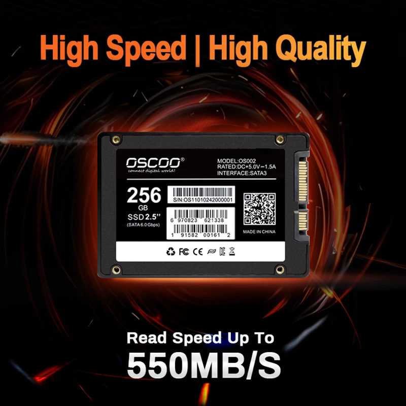 OSCOO SSD SATA3 2 5-дюймовый твердотельный диск оригинальный и Goodie Chip 256 ГБ 3D TLC NAND Flash