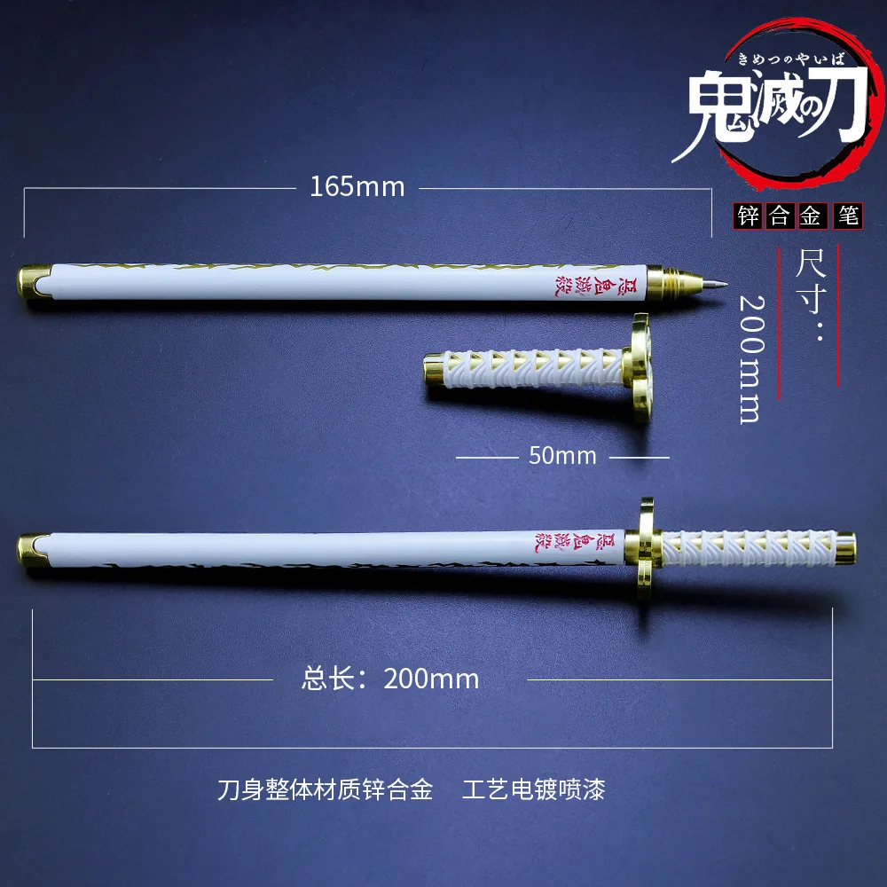 

Demon Slayer Sword Agatsuma Zenitsu Pen Student Alloy Katana Sword Japanese Anime Peripherals Weapon Model Crafts Gift for Kids