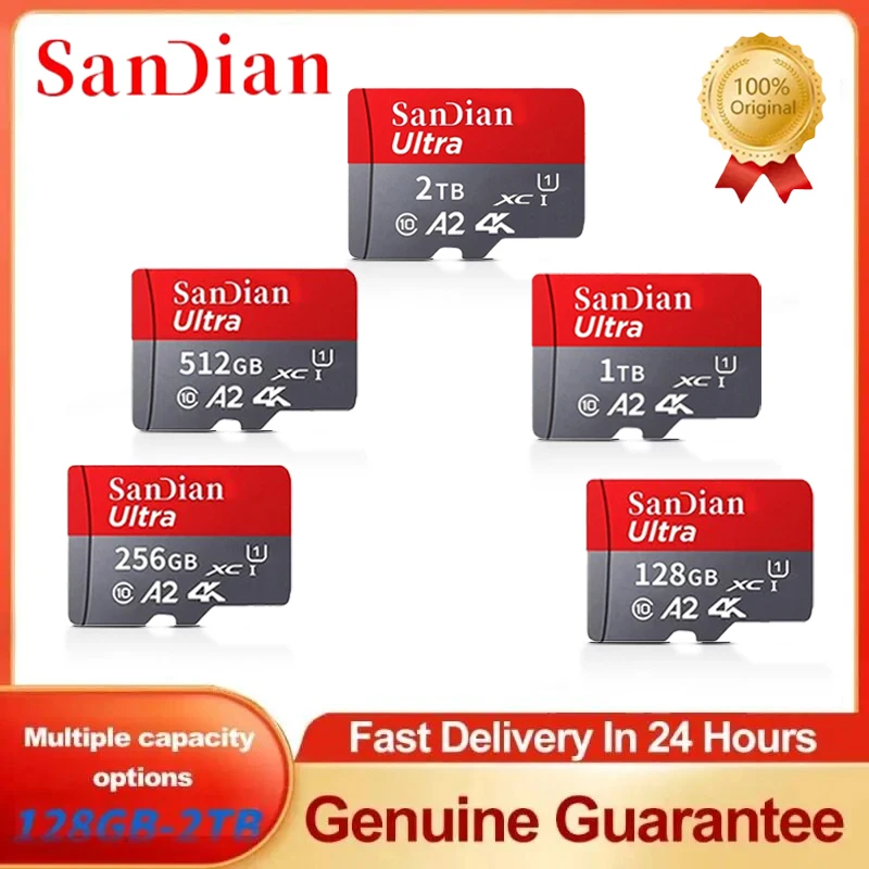 Оригинальная 1 ТБ флэш-карта Mini Micro TF SD-карта 512 ГБ 128 256 Class10 Высокоскоростная
