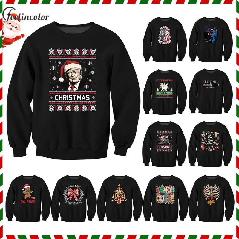 Рождественские толстовки с рисунком Трампа для мужчин пуловер 3D принтом
