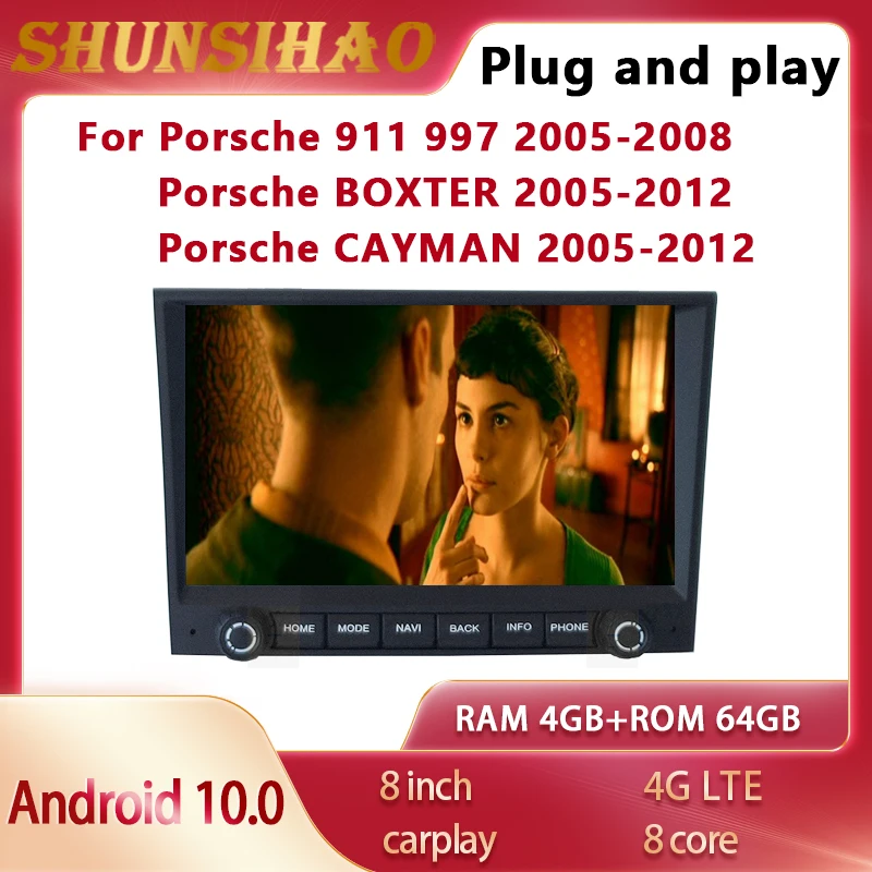 

ShunSihao Car Radio GPS Navigation For Porsche Cayman BOXSTER 911 997 2005-2012 CarPlay Multimedia Video Player tape recorder