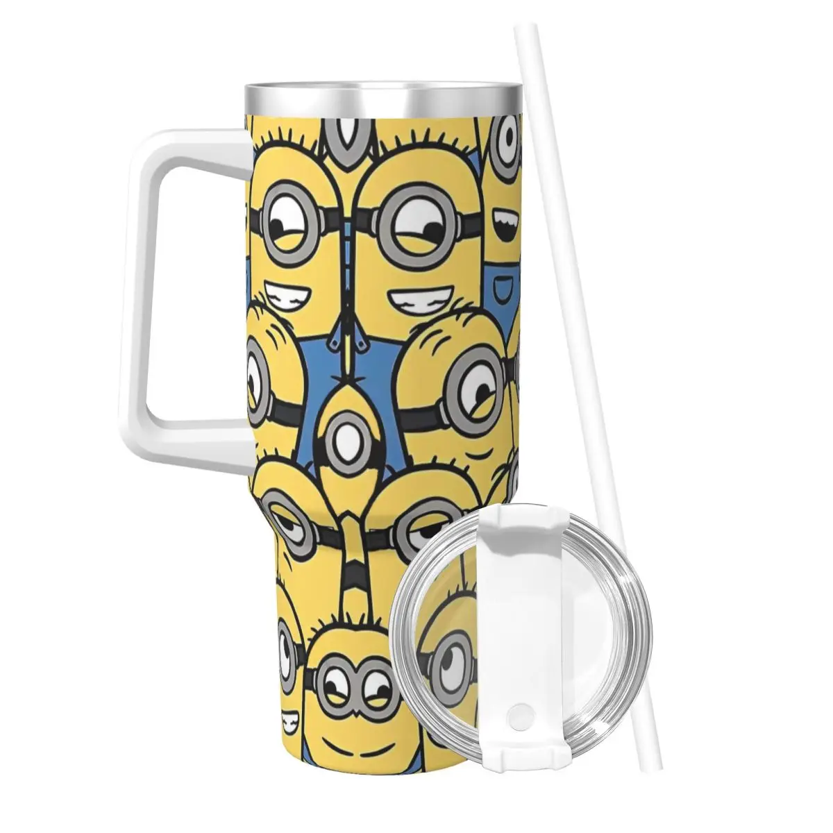 Пляжная термокружка из нержавеющей стали M- Minions с соломинкой и крышкой