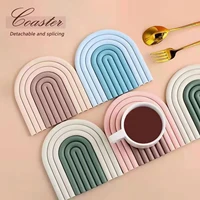 silicone slip heat insulation rainbow coaster for home kitchen decoration soft durable easy to clean detachable set de table