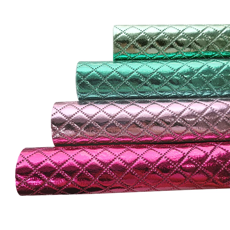 

Sparkle Dot Square Embossed Smooth Mirror Reflective PU Synthetic Leather Fabric Cotton Backing for Making Bag Wallpaper Sofa