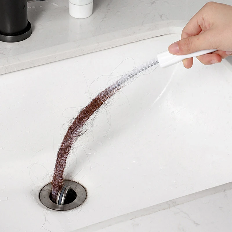 

45cm Pipe Dredging Brush Bathroom Hair Sewer Sink Cleaning Brush Drain Cleaner Flexible Cleaner Clog Plug Hole Remover Tool/xq