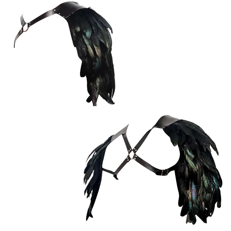 

Перьевая броня, двойная наплечная защита, ремень из искусственной кожи, реквизит для косплея на Хэллоуин