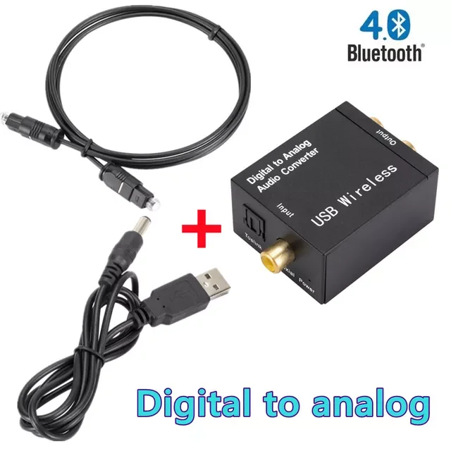 

to Analog Audio Converter Bluetooth 5.0 Optical Fiber Toslink Coaxial Signal to RCA R/L Audio Decoder DAC Amplifier
