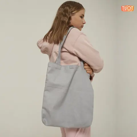 Женская хлопковая сумка шоппер на плечо, серый