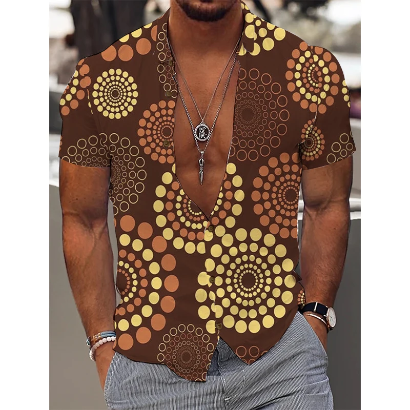 

2023 Men's Hawaiian Tropical Casual Shirt 3D Print Summer Beach Vacation Off Shoulder Retro Print Element Short Sleeve Top